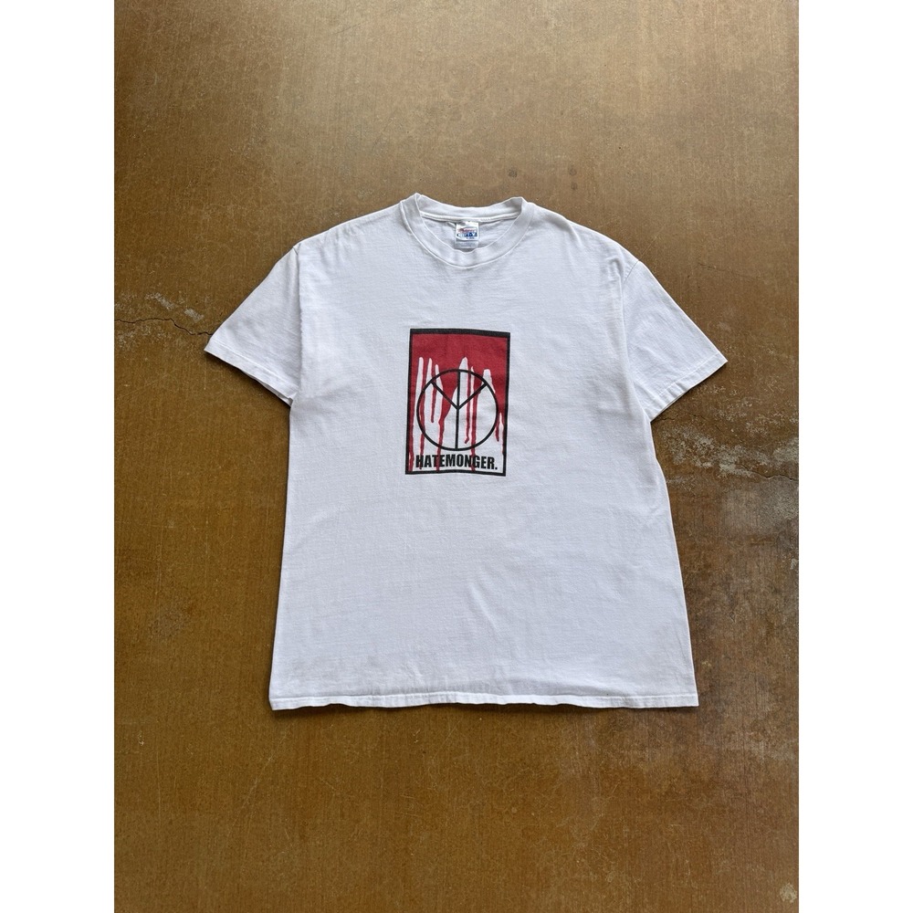 VTG 90s Hatemonger Upside Down Peace Sign Obscure Niche Band T-Shirt Blood (XL)